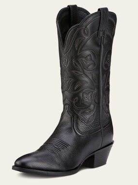 Ariat Heritage R Toe Black Leather Cowboy Boots Western Cowgirl Festival - 7.5SZ